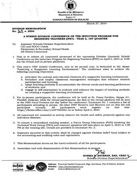 DM No. 163, s. 2024 – Virtual Coordination Meeting of .